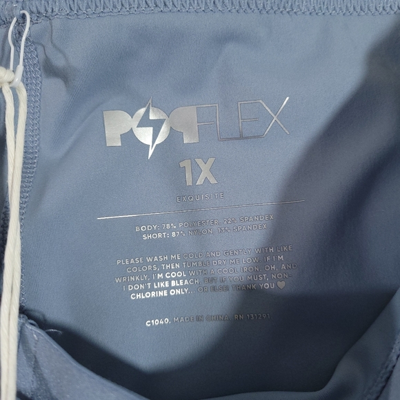 Popflex Active Butterfly Short Women's 1X Blue Storm Performance Active Pockets - Picture 3 of 7